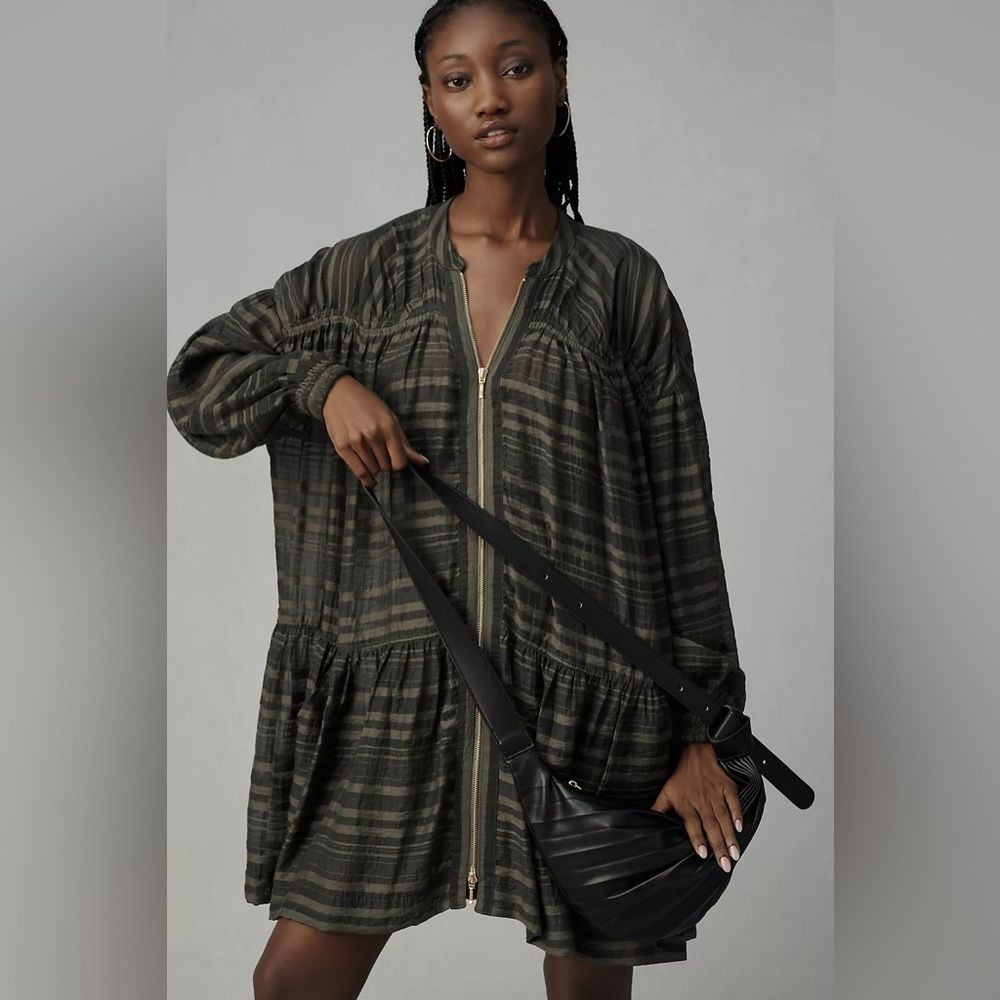 By Anthropologie Long-Sleeve Zip-Front Women's Mini Dress Size Xl